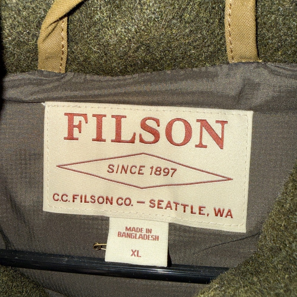 Filson Down Cruiser Vest Men's XL Brown Insulated Snap Front NWOT - Picture 2 of 5